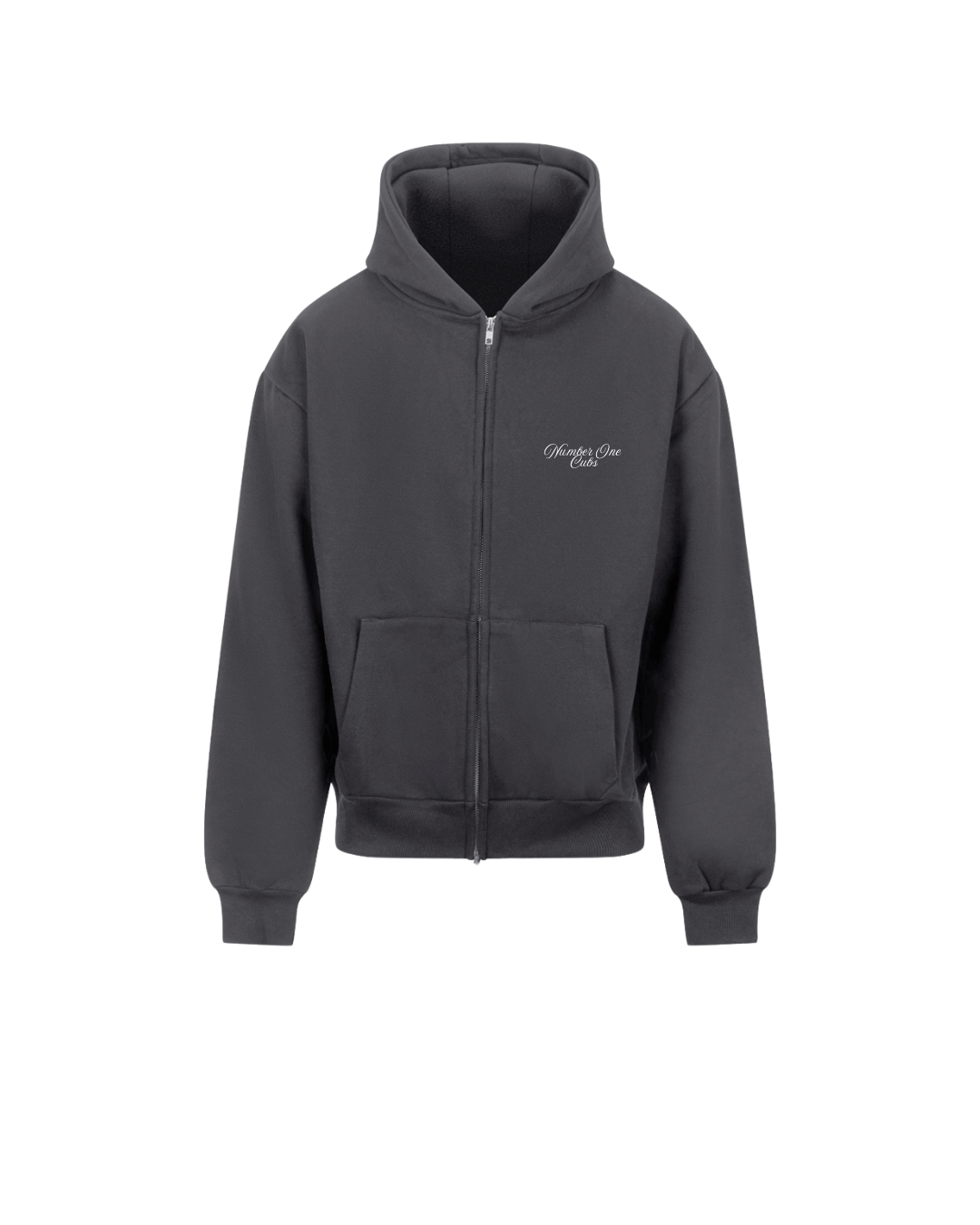 Written Slate Grey Zip Up Hoodie