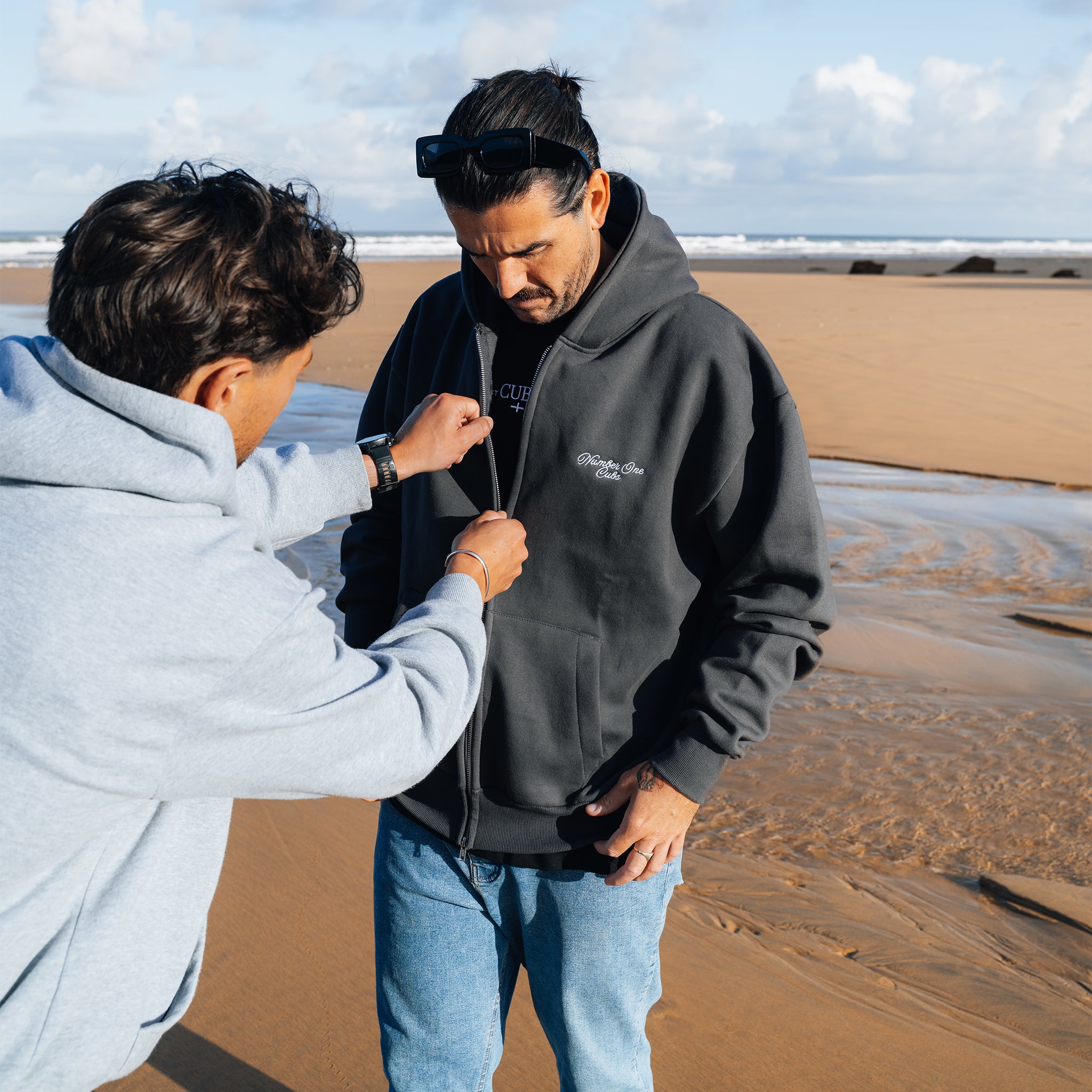Written Slate Grey Zip Up Hoodie