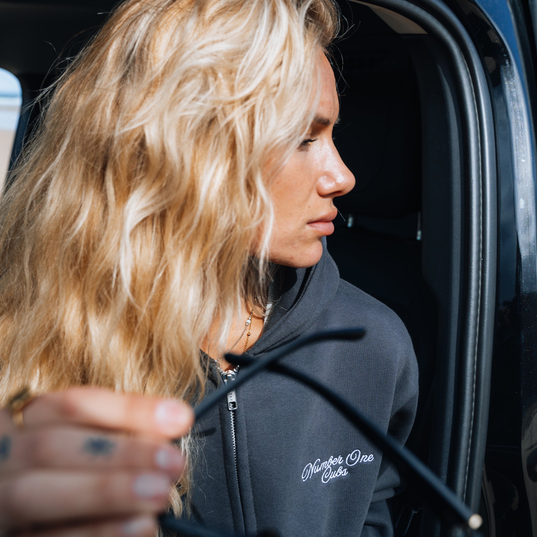 Written Slate Grey Zip Up Hoodie