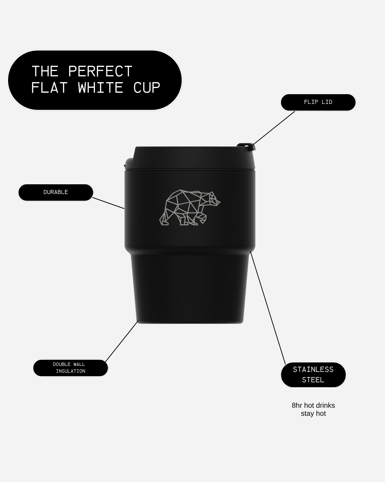 6oz Flat White Reusable Cup - Black