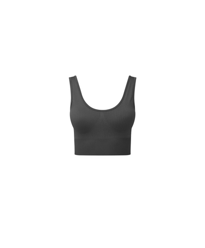 CUBS POLYBEAR RIBBED SEAMLESS CHARCOAL SPORTS BRA