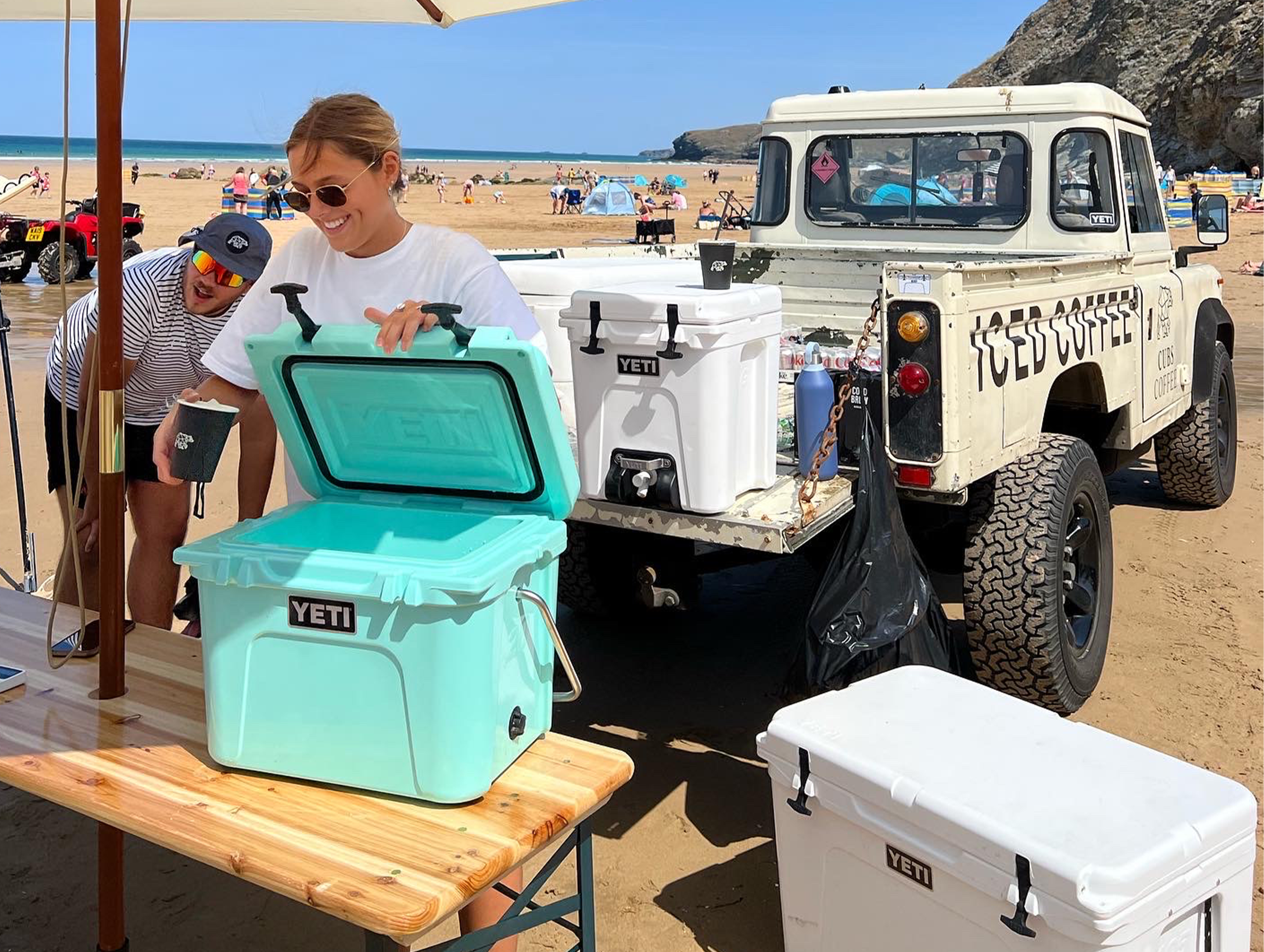 Cubs Coffee Iced Coffee from a Defender on Watergate Bay Beach 