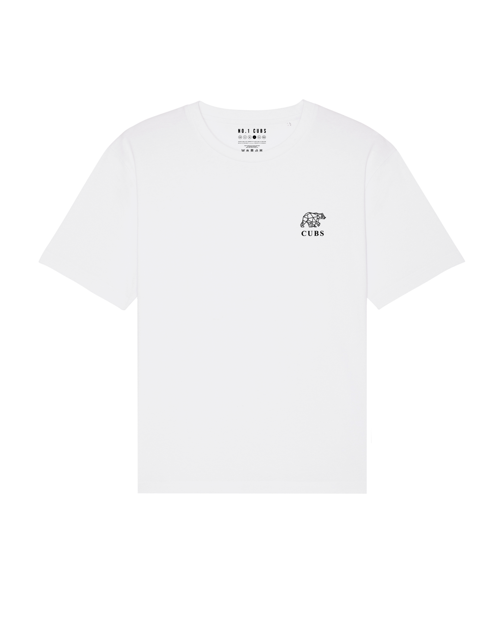 White Logo T-shirt by No1 Cubs featuring a simple and stylish design with the No1 Cubs logo on the chest. Made from premium, comfortable fabric, perfect for casual wear. Available in various sizes for all genders. Shop No1 Cubs for high-quality, branded casual clothing