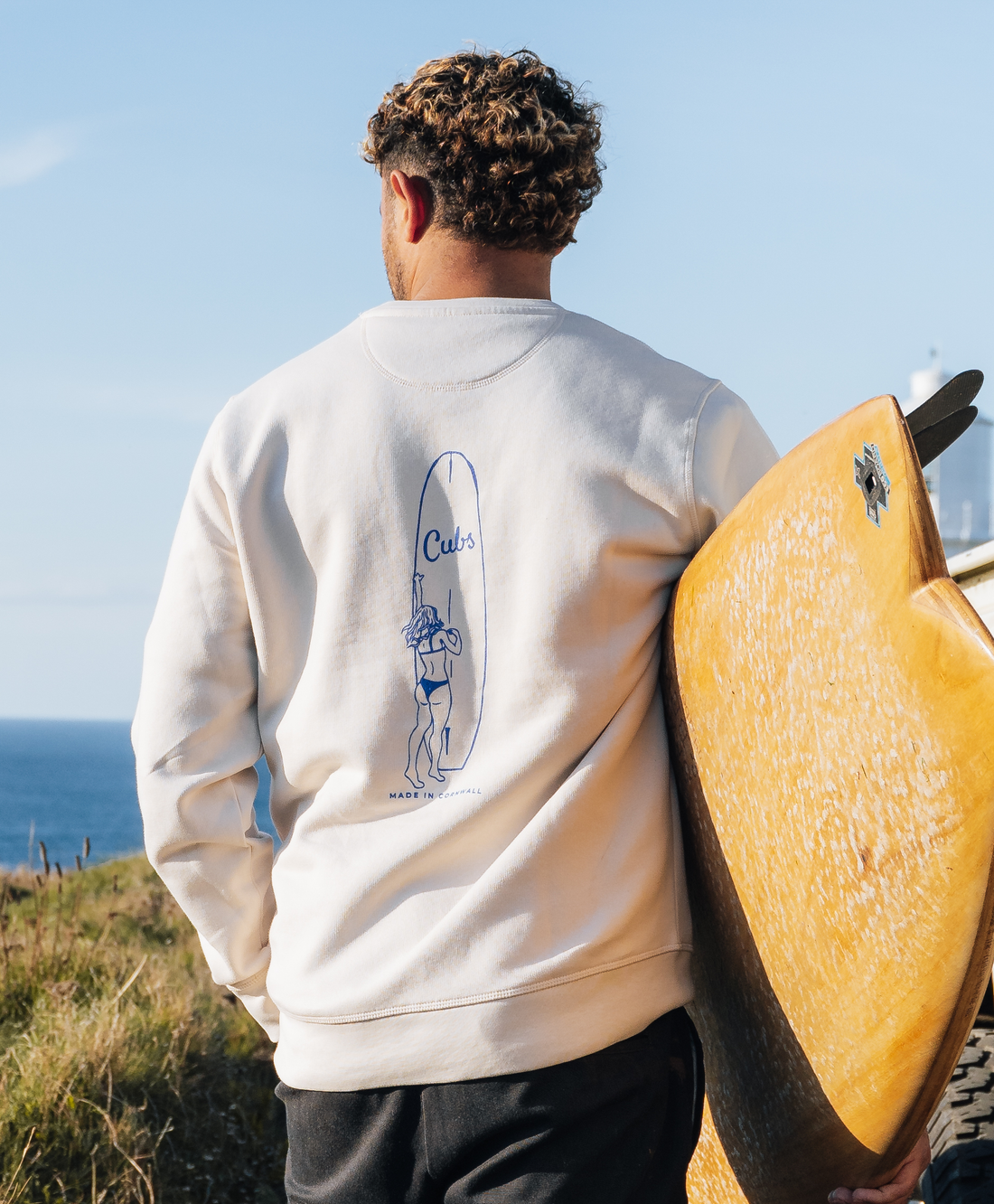 CUBS LONGBOARD VINTAGE WHITE SWEATSHIRT [NEW]