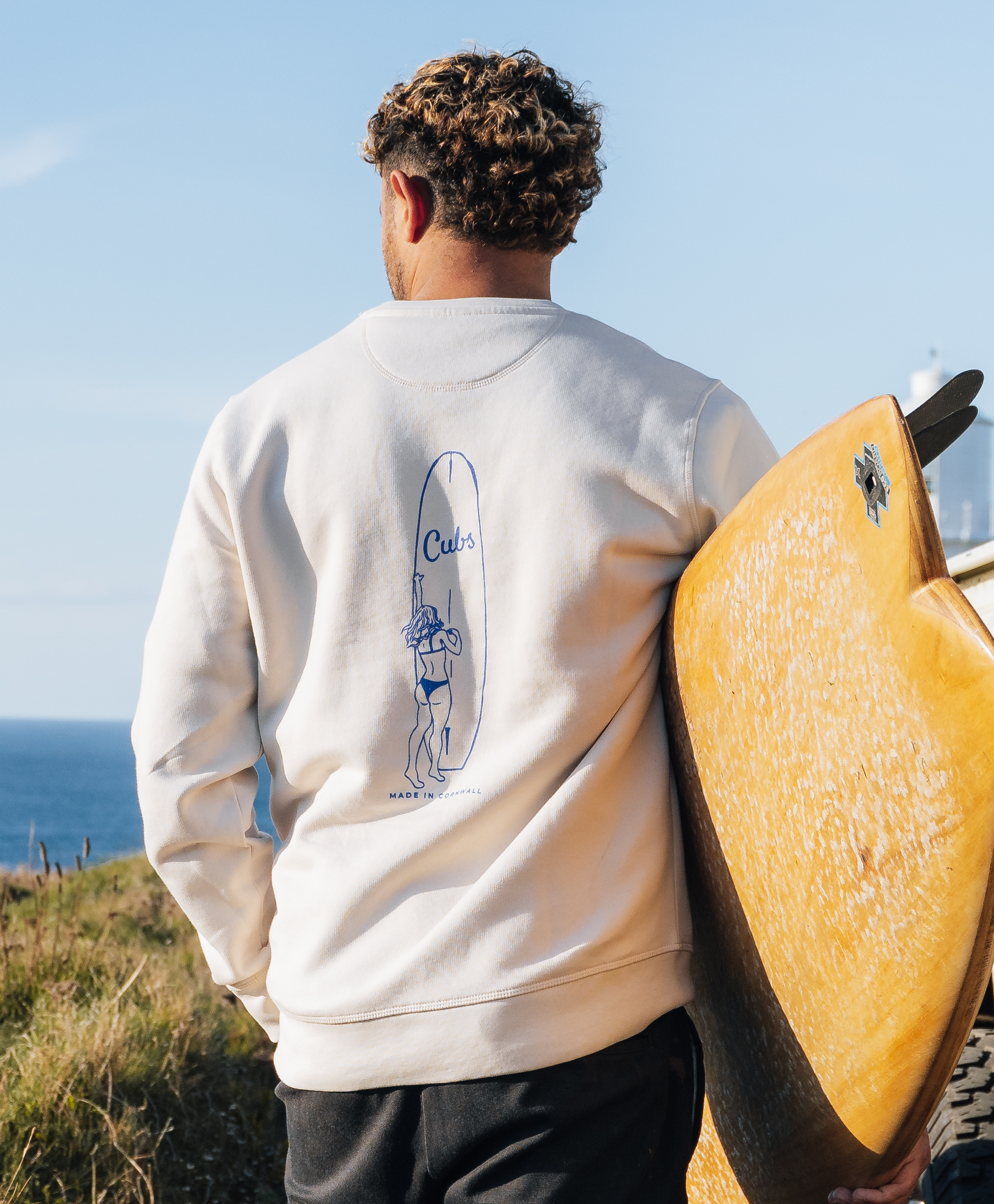 CUBS LONGBOARD VINTAGE WHITE SWEATSHIRT [NEW]