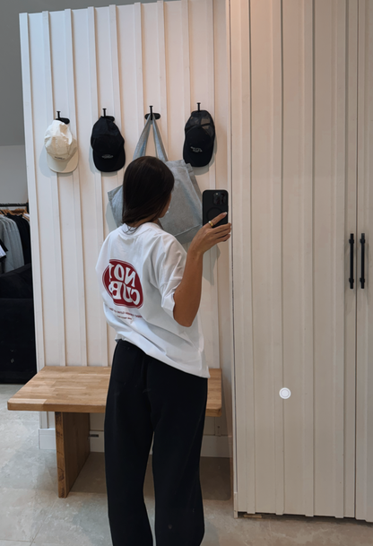 Oval T-Shirt- White / Red