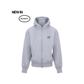 Grey hoodie with a brand logo on a white background, labeled &