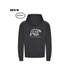 Black hoodie with geometric bear design and &