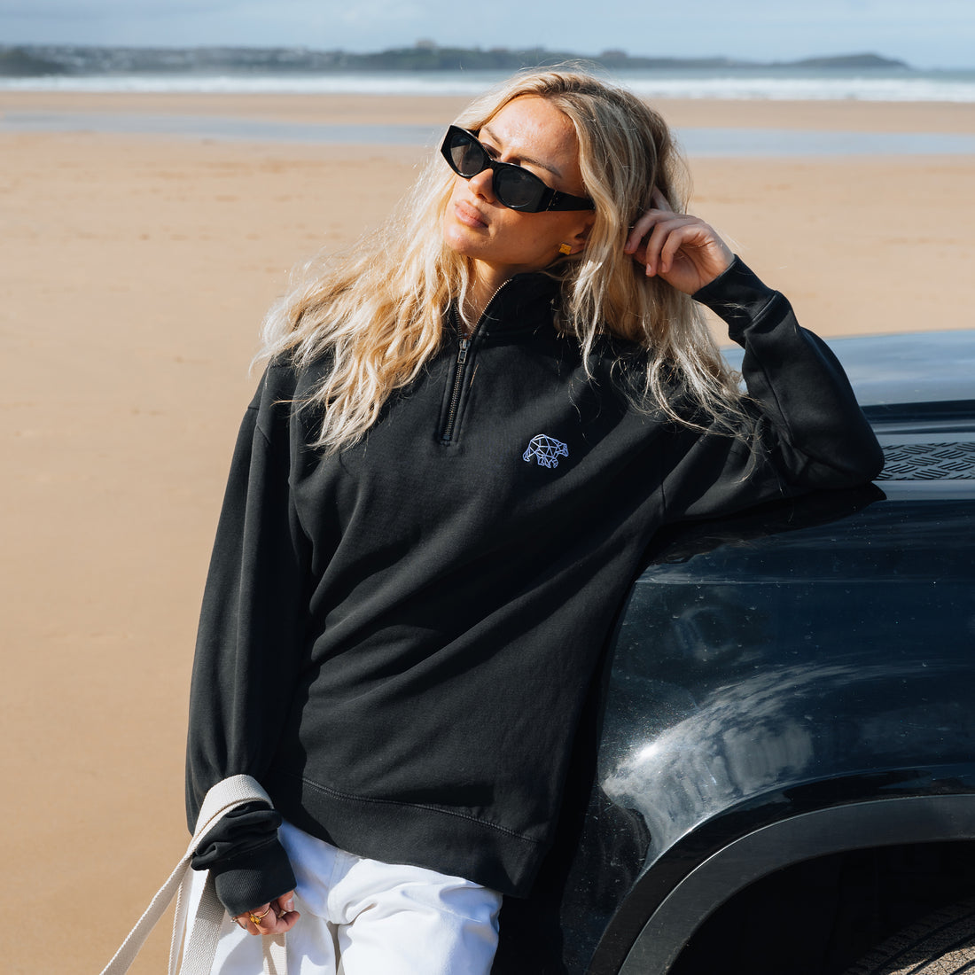 Bear Essentials  Washed Black Quarter Zip