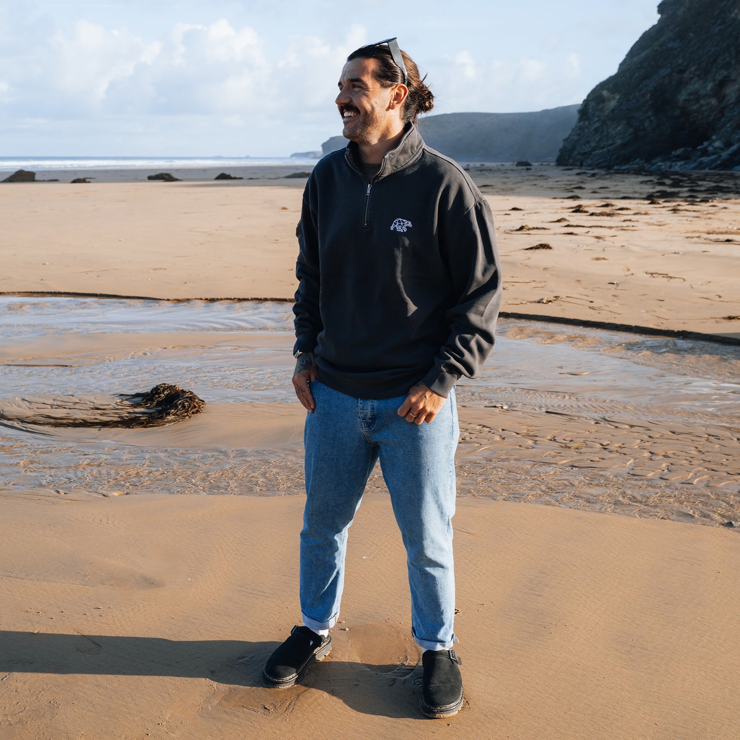 Bear Essentials  Washed Black Quarter Zip